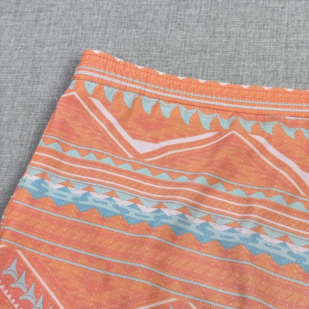 Huk Swim Trunks Shorts Mens‎ 2XL (44) Orange Geometric Mesh Lined Drawstring